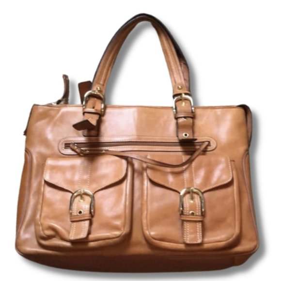 Franklin Covey Handbags - Franklin Covey Tan Leather Tote Work Bag Purse